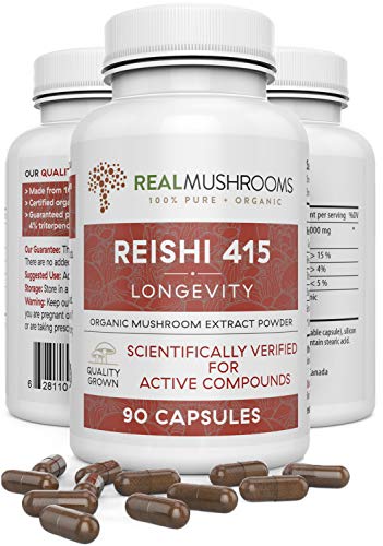 Product Cover Reishi 415 Longevity Capsules (90ct), 500mg Organic Reishi Mushroom Capsules, Reishi Mushroom Extract, 45-Day Supply of Reishi Mushroom Supplements