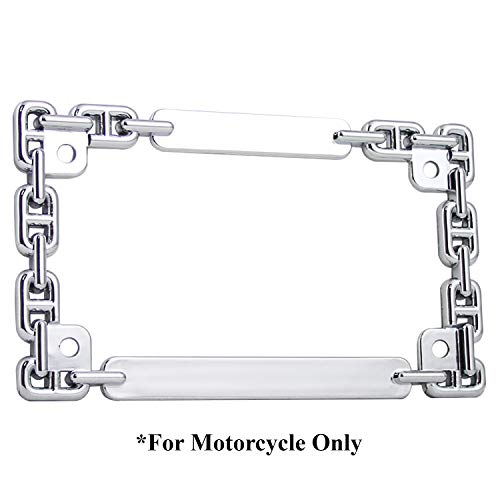 Product Cover TC Sportline LPF252-C 3D Chain Style Zinc Metal Chrome Finished Motorcycle License Plate Frame