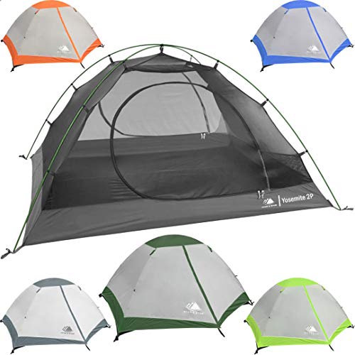 Product Cover 2 Person Backpacking Tent with Footprint - Lightweight Yosemite Two Man 3 Season Ultralight, Waterproof, Ultra Compact 2p Freestanding Backpack Tents for Camping and Hiking, Hyke & Byke (Forest Green)