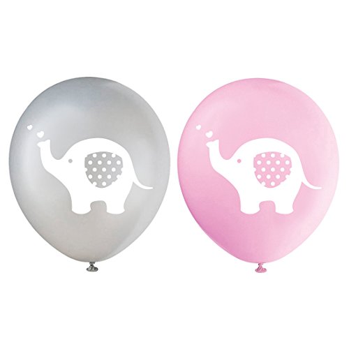Product Cover Pink Elephant Latex Balloons, 12 Inch (16pcs) Grey Girl Baby Shower or Birthday Party Decorations Supplies