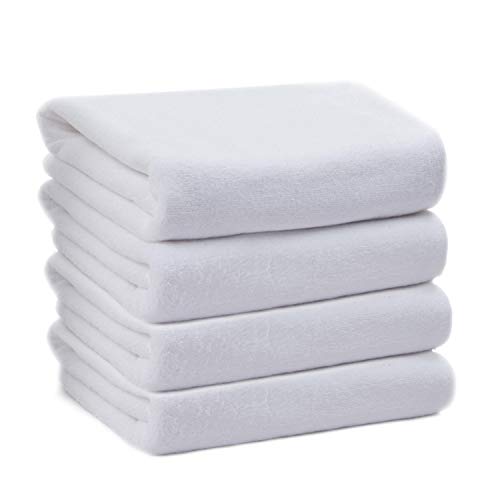 Product Cover KinHwa Microfiber Hand Towels for Bathroom - Soft and Light-Weight Face Towels Odor Free Wash Towels for Bath, Spa, Gym - White 4 Pack