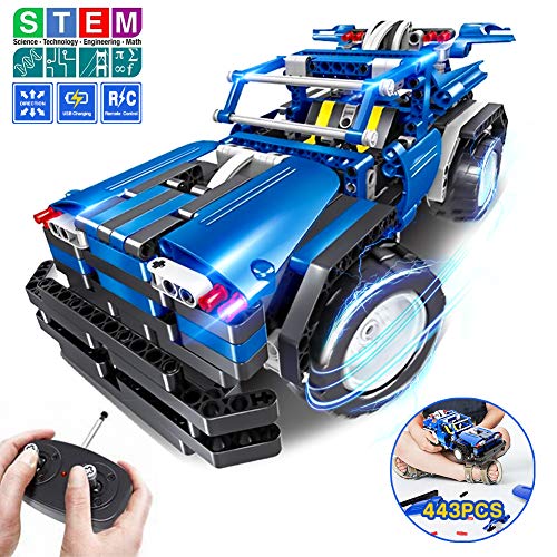 Product Cover STEM Toys Gift for Boys & Girls Age 6yr-14yr, 2-in-1 Remote Control Car Building Kits, Christmas Birthday Engineering Learning Set for Kids 6,7,8,9+ Year Old (443pcs)