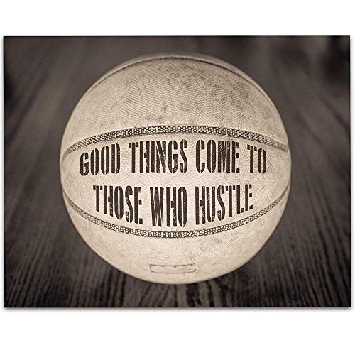 Product Cover Basketball - Good Things Come To Those Who Hustle - 11x14 Unframed Art Print - Great Boy's/Girl's Room Decor and Gift Under $15 for Basketball Fans