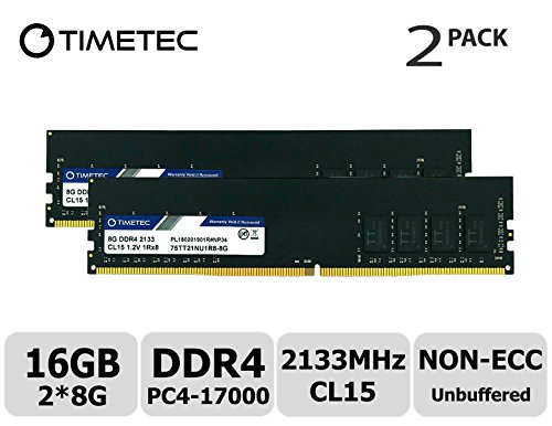 Product Cover Timetec Hynix IC 16GB KIT(2x8GB) DDR4 2133MHz PC4-17000 Unbuffered Non-ECC 1.2V CL15 1Rx8 Single Rank 288 Pin UDIMM Desktop Memory RAM Module Upgrade (16GB KIT(2x8GB))