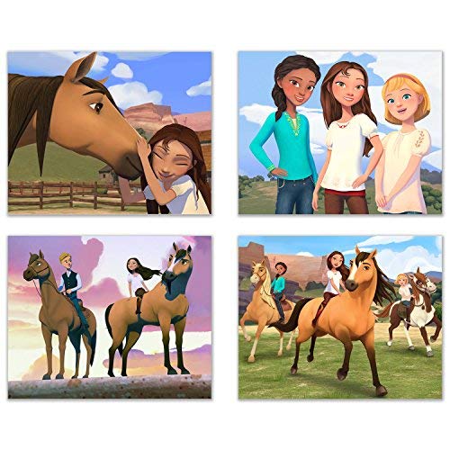 Product Cover Crystal Spirit Riding Free Prints - Set of 4 8x10 Poster Prints Wall Art Decor - Fortuna (Lucky) - Abigail - Prudence - Julien - Spirit - Chica Linda - Boomerang