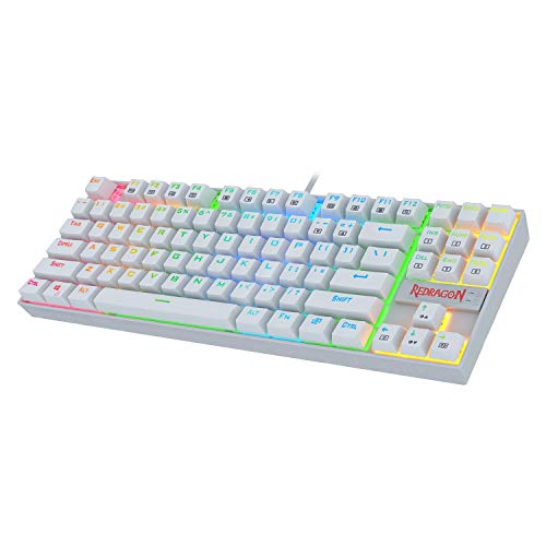 Product Cover Redragon K552W-RGB 60% Mechanical Gaming Keyboard Compact 87 Key Mechanical Computer Keyboard KUMARA USB Wired Cherry MX Blue Equivalent Switches for Windows PC Gamers (White RGB Backlit)