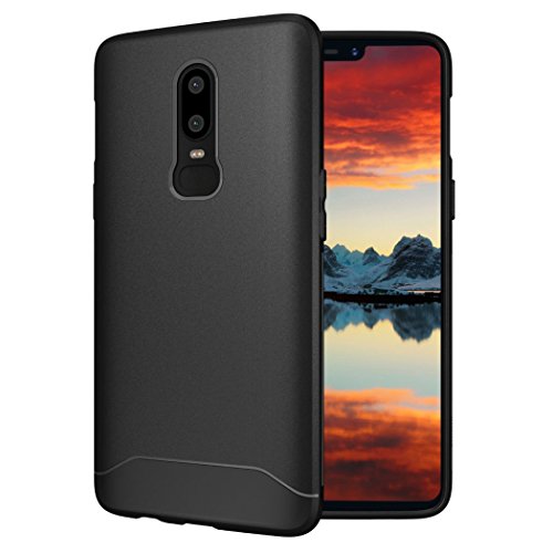 Product Cover OnePlus 6 Case, TUDIA [ARCH S Series] Slim-Fit HEAVY DUTY Drop-Proof Lightweight Flexible Soft TPU Protective Shock Absorption Minimal Design Polyurethane Phone Case for OnePlus 6 (Black)