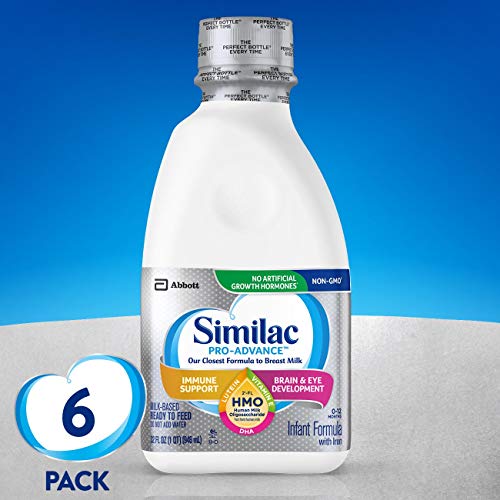 Product Cover Similac Pro-Advance Non-GMO with 2'-FL HMO Infant Formula Ready-to-Feed, 1qt Bottles (Pack of 6)