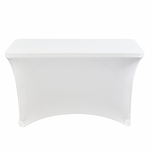 Product Cover Iceberg 16513 Spandex Fabric Rectangular Table Cover, 4', White, for Wedding Banquet Party/Holidays