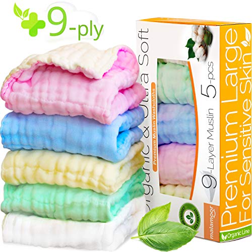 Product Cover Baby Washcloths for Kids Muslin Washcloth - Pack - 9-ply 12