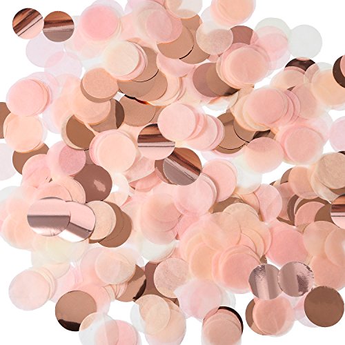 Product Cover TecUnite Rose Gold Pink Confetti Tissue Paper Table Confetti, 1.76 oz