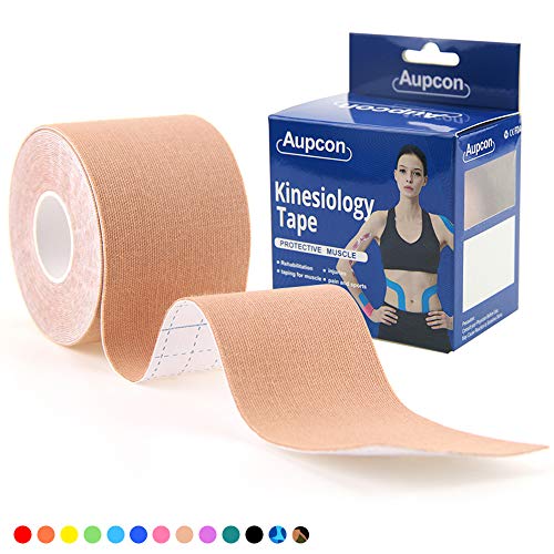 Product Cover AUPCON Uncut Kinesiology Tape Waterproof Hypoallergenic Breathable - Sports Muscle Tape Therapy Recovery Support for Knee Ankle Elbow Shoulder Shin Neck Splints Latex Free FDA Approved 2 Inch Beige