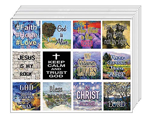 Product Cover Christian Bible Verses Scriptures Quotes Stickers (10 Sheets) - for Journal Planner Sticky Notes Scrapbooking Party Favors Decor - for Adults Men Women Kids
