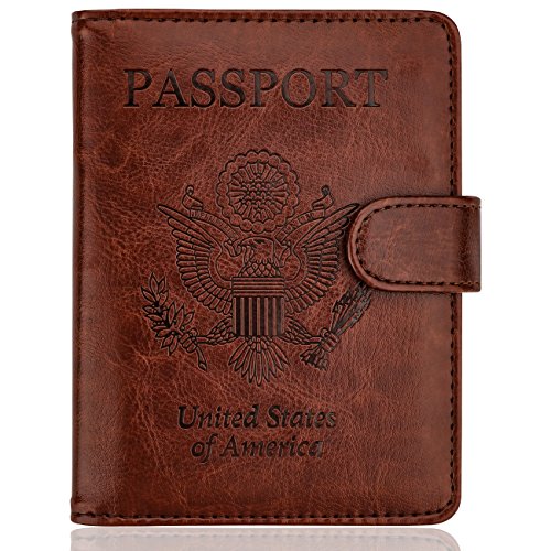 Product Cover WALNEW Passport Holder Cover Case RFID Passport Travel Wallet,Coffe