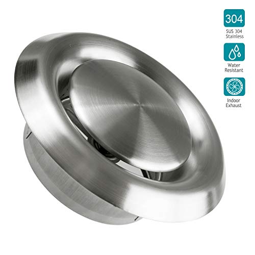 Product Cover Stainless Steel Vents, HG POWER Round Adjustable Stainless Steel Wall Ceiling Cover Air Vents Bull Nosed External Extractor Outlet Vents (4inch)