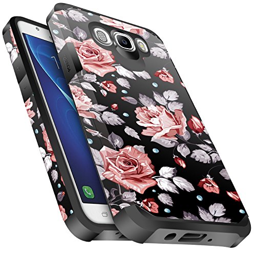 Product Cover Galaxy J7 2016 Case, Galaxy J7 J710 Case, Miss Arts Slim Anti-Scratch Kit with [Drop Protection] Dual Layer Hybrid Protective Cover Case for Samsung Galaxy J7 2016 J710 -Rose Gold Flower