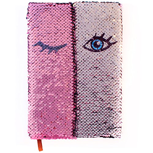Product Cover Flip Sequin Journal/Notebook for Girls | Reversible Magic Diary | Unique Gift for Kids | (Pink - Silver)