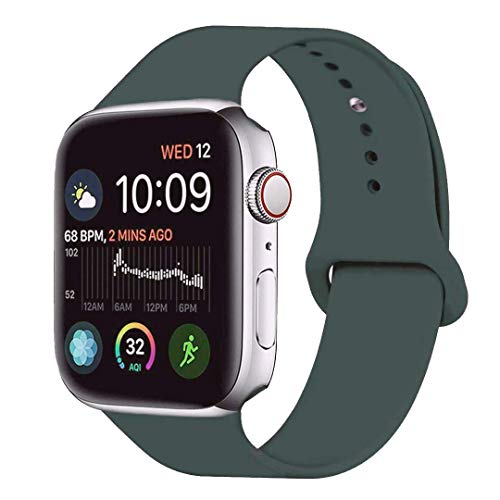Product Cover LITENG Sport Band Compatible with Watch Band 40mm 44mm 38mm 42mm Soft Silicone Replacement Sport Strap Compatible with 2019 Watch Series 5 2018 Watch Series 4/3/2/1 (Gery Olive Green, 38/40mm-SM)