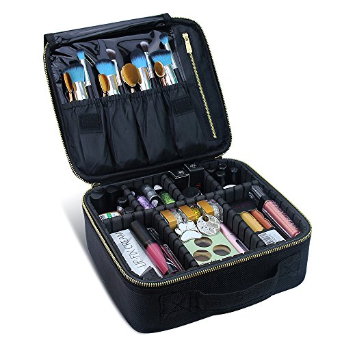 Product Cover MONSTINA Makeup Brush Bag, Professional Cosmetic Organizer Brushes Holder Cosmetics Brushes Leather Case with Artist Belt Strap