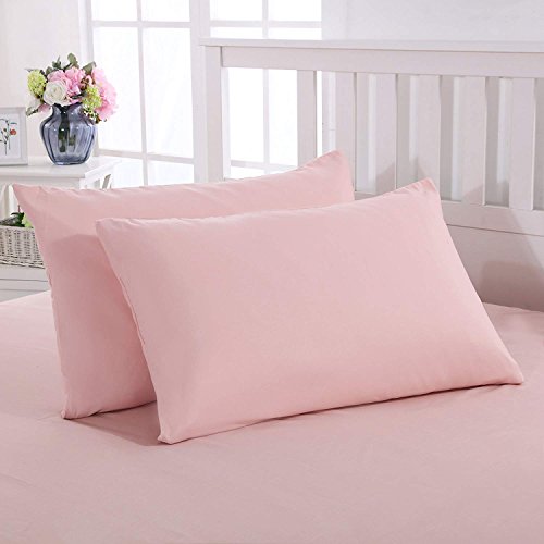 Product Cover Mohap Zipper Pillowcases for Kids 2 Pieces Super Soft and Durable Double Brushed Microfiber Plush Experience Machine Washable Pink Queen