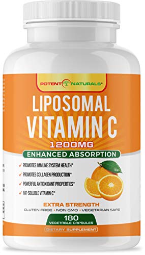 Product Cover Liposomal Vitamin C 1200mg - 180 Capsules 90 Servings - Highest Absorption, Fat Soluble VIT C, Powerful Antioxidant & Immune Support - Collagen Booster, Anti Aging Supplement - Lypo Spheric, Non GMO