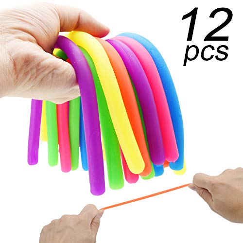 Product Cover Enthur Stretchy String Fidget Sensory Toys Build Resistance Squeeze Pull - Good for Kids with ADD, ADHD or Autism, and Adults to Strengthen Arms 12 Pack (BPA/Phthalate/Latex-Free)