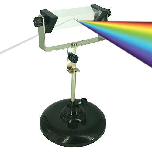 Product Cover Triangular Prism for Teaching Light Spectrum,with Steel Stand Holder 360 Rotation for Rainbow Spectrum Expirement（Easter Gift））