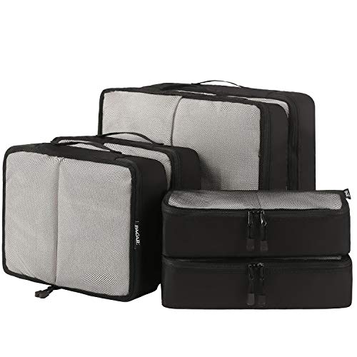 Product Cover Bagail 6 Set Packing Cubes,3 Various Sizes Travel Luggage Packing Organizers(Black Net)