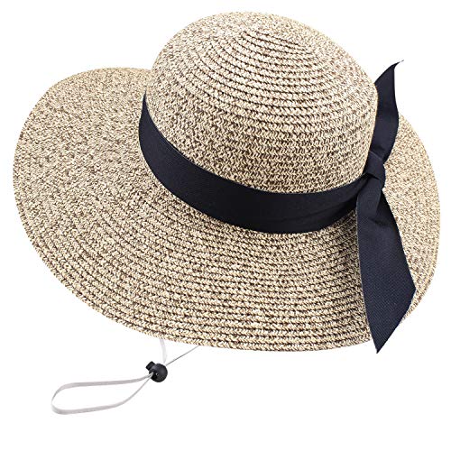 Product Cover FURTALK Womens Beach Sun Straw Hat UV UPF50 Travel Foldable Brim Summer UV Hat