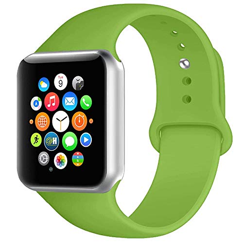 Product Cover BOTOMALL Compatible with Iwatch Band 38mm 40mm 42mm 44mm Classic Silicone Sport Replacement Strap Bracelet for Iwatch All Models Series 4 Series 3 Series 2 1 (Green,42/44mm S/M)
