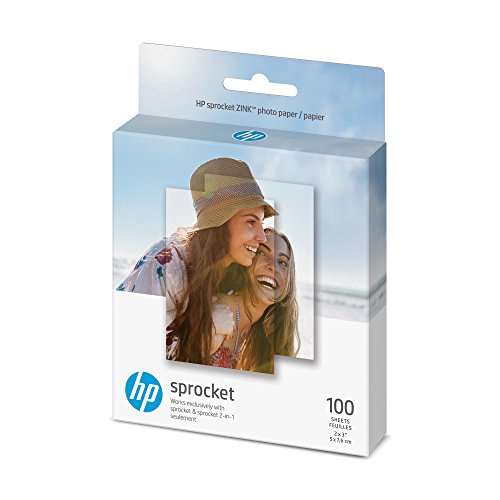 Product Cover HP Sprocket Photo Paper, exclusively for Sprocket or Sprocket 2-in-1 Printer, (2x3-inch), sticky-backed 100 sheets (1DE40A)