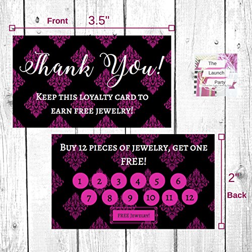 Product Cover Jewelry Loyalty Cards | 50 Pk of Cards| Thank You Notes Black and Pink | 5 Bling Buy 12 Get One Piece of Jewelry Free