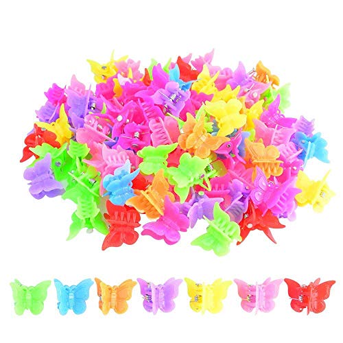 Product Cover 100 Packs Assorted Color Butterfly Hair Clips, Bantoye Girls Beautiful Mini Butterfly Hair Clips Hair Accessories for Girls and Women, Random Color