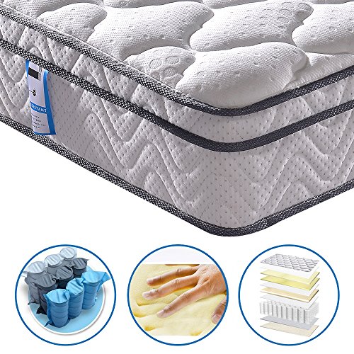 Product Cover Vesgantti 10.2 Inch Multilayer Hybrid Full Mattress - Multiple Sizes & Styles Available, Ergonomic Design with Breathable Foam and Pocket Spring/Medium Plush Feel