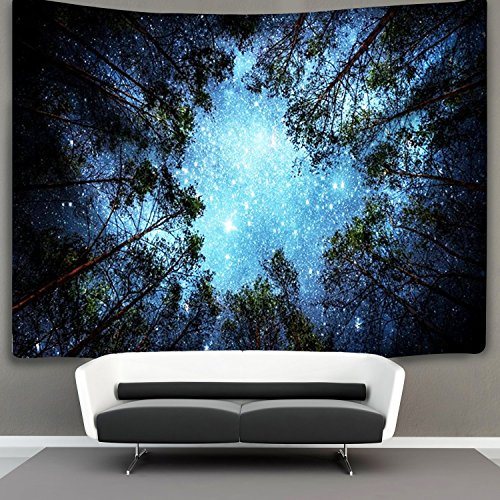 Product Cover Forest Starry Tapestry Starry Sky Tapestry Moon and Stars Tapestry Galaxy Tapestry Wall Hanging Forest Tapestry Night Sky Tapestry Wall Tapestry for Dorm Living Room Bedroom (X - Large, 4#forest Star)