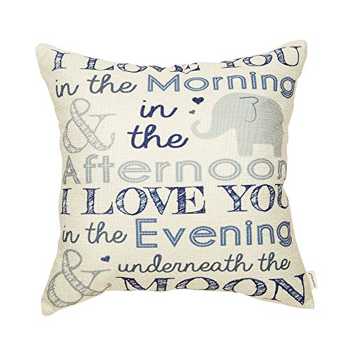 Product Cover Fahrendom I Love You in The Morning and in The Afternoon I Love You in The Evening Nursery Décor Cotton Linen Home Decorative Throw Pillow Case Cushion Cover for Sofa Couch 18 x 18 in