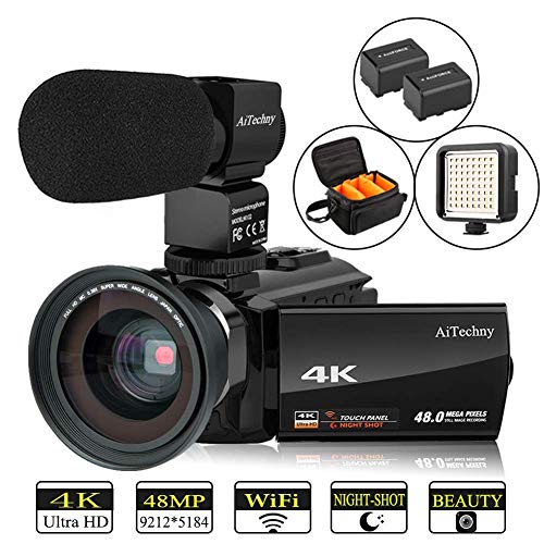 Product Cover Video Camera 4K Camcorder AiTechny HD Digital WiFi Vlogging Camera 48MP 16X Digital Zoom Recorder IR Night Vision 3.0