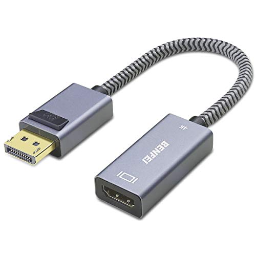Product Cover DisplayPort to HDMI, Benfei 4K DP to HDMI Adapter Compatible with HP, ThinkPad, AMD, NVIDIA, Desktop and More - Male to Female, Space Grey