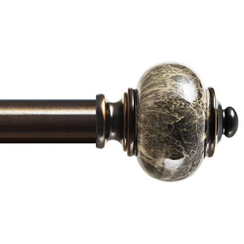 Product Cover KAMANINA 1 Inch Curtain Rod 36 to 72 Inches Marbled Finials, Bronze