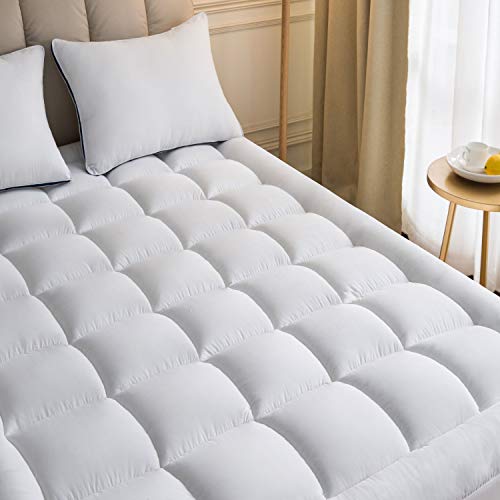 Product Cover Niagara Sleep Solution Mattress Topper King 78x80Inches Quilted Plush Down Alternative Pillow Top Fitted Skirt Protector Mattress Pad Reviver Enhancer Deep Pocket Fits 20 Inches Soft White Bed Cover