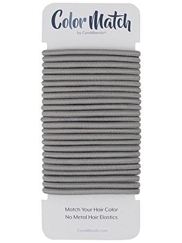 Product Cover Gray No-Metal 4mm Elastic Hair Ties Color Match Ponytail Holders - 24 Count