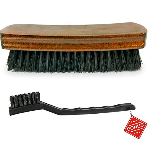 Product Cover TAKAVU Leather & Textile Cleaning Brush, Durable Soft Nylon Bristles, Free Detailing Brush, Unique Concave Design Wood Handle for Car Interior Seat Carpet Upholstery Couch Furniture Boots Shoes