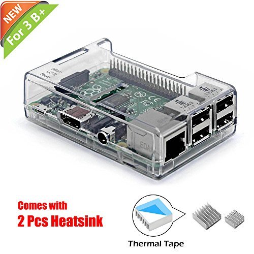 Product Cover iUniker Raspberry Pi 3 b+ Case, Raspberry Pi 3 Model B+ Transparent Case with Raspberry Pi Heatsink for Raspberry Pi 3B+, 3B, 2B - Access to All Ports (Clear)