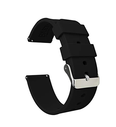Product Cover BARTON Watch Bands - Soft Silicone Quick Release Straps - Stainless Steel Buckle - Choose Color & Width - 16mm, 18mm, 20mm, 22mm, 24mm - Silky Smooth Rubber Watch Bands