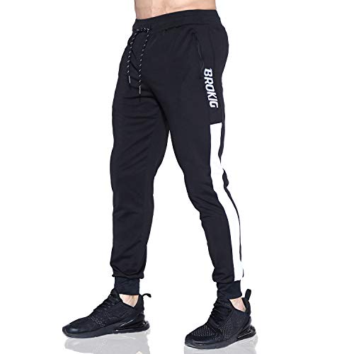 Product Cover BROKIG Men's Gym Joggers Pants Workout Training Slim Fit Sweatpants with Zipper Pockets