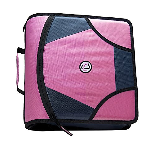 Product Cover Case-it King Sized Zip Tab 4-Inch D-Ring Zipper Binder with 5-Tab File Folder, Pink, D-186-PNK