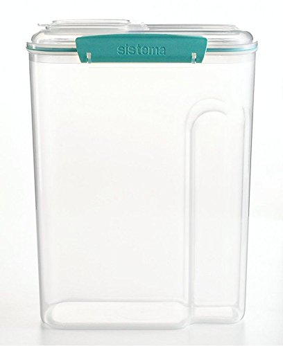 Product Cover Sistema Klip It Collection Cereal Food Storage Container (142 oz, Clear with Aqua)