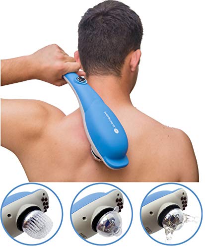 Product Cover TheraFlow Handheld Deep Tissue Percussion Massager. Muscles, Back, Body, Neck, Foot, Shoulder, Scalp, Head. Trigger Point Pain Relief, Relaxation. Attachments for Acupoint, Shiatsu, Kneading. Gift