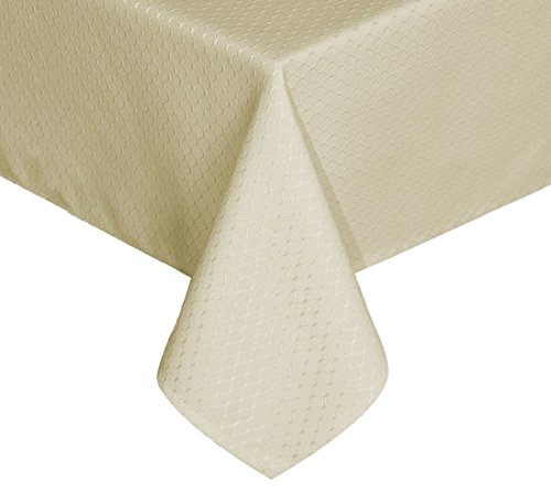 Product Cover TEKTRUM Heavy Duty 70 X 70 inch Square Elegant Waffle Weave Check Jacquard Tablecloth Table Cover -Waterproof/Stain Resistant/Wrinkle Free - Great for Dinner, Banquet, Parties, Wedding (Beige)