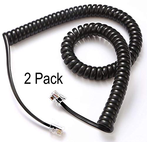 Product Cover Telephone Cord, Phone Cord, Handset Cord, Black, 2 Pack, Universally Compatible